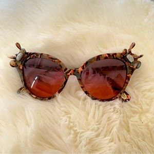 Lele Sedoughi Central Park Crystal Lily Sunglasses NWOT